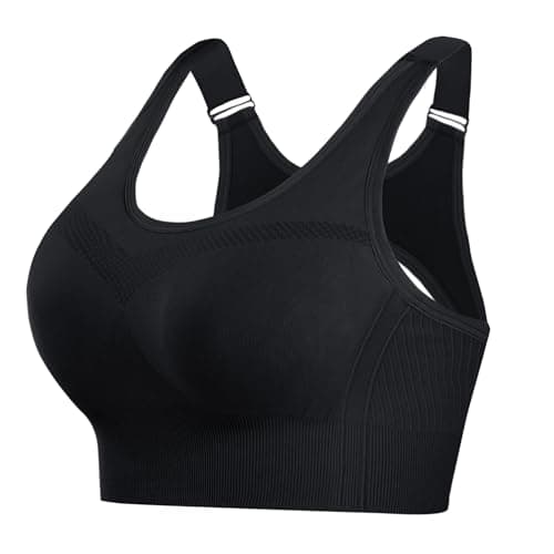 Litherday Sujetador Deportivo Mujer Alto Impacto Push Up Top Deportivo Sin Costuras con Espalda Ajustable Bra Deportivo de Alta Sujeción para Fitness Yoga Negro S
