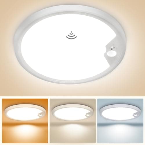 EASY EAGLE Plafon Luz LED con Sensor de Movimiento, 3000K/4000K/6500K Lampara Techo, 1800LM Plafon LED Techo para Cocina Pasillo Balcón Escaleras Garaje Sótano, 22CM