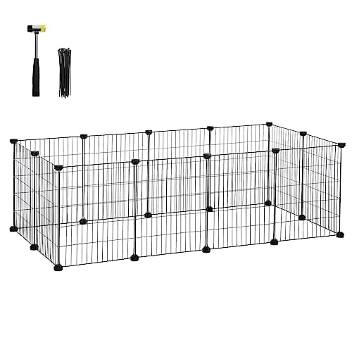 SONGMICS Jaula para Mascotas, Valla Metálica para Hámster, Conejitos, Parque de Mascotas en Bricolaje, para Animalitos, Negro LPI01H
