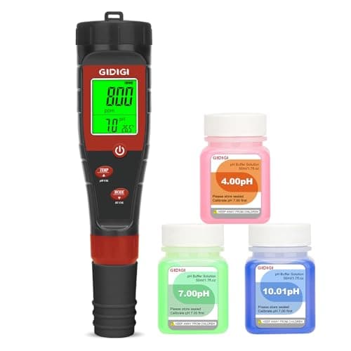 GIDIGI Medidor pH Agua 4 en 1, Medidor pH Piscina, Probador Digital de pH EC TDS Phmetro Digital Medidor Hidroponia para Solución Nutritiva Vegetales,Agua Potable,DWC,Acuario,con Solución Calibración