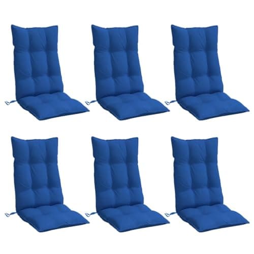 vidaXL Cojines de Silla con Respaldo Alto 6 uds, Almohadas de Sillón, Almohadillas de Asiento, Decoraciones para Jardín, Tela Oxford Azul Klein