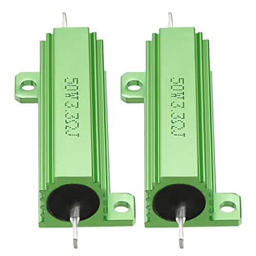 YOKIVE 2uds Aluminio Caja Resistencia, Oficina LED Convertidor Reemplazo Bobinada Resistencia, Excelente para Diario Uso (Verde, 50W 3.3 Ohm)