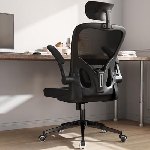 Monhey Silla de Oficina - ergonómica con Soporte Lumbar y reposabrazos abatibles Sillas de Escritorio para Oficina en casa Silla de Escritorio Rockable High Back giratoria para
