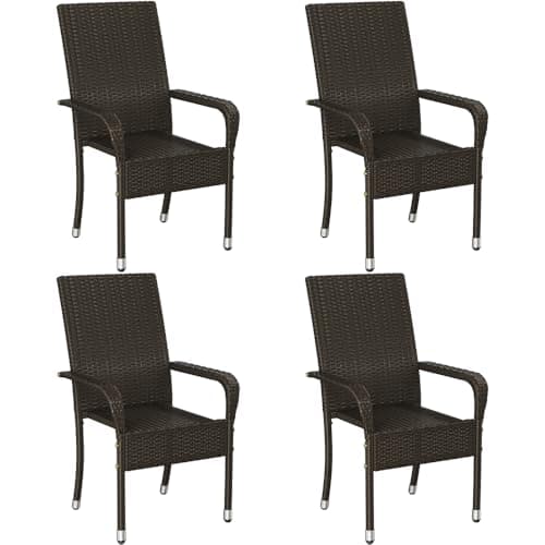 Yaheetech Sillas para Exterior de Ratán; Sillas de Comedor de Jardín para Exterior; Sillas de Ratán; Sillas de Jardín Apilables (2, Marrón, 58x62.5x94.5cm)