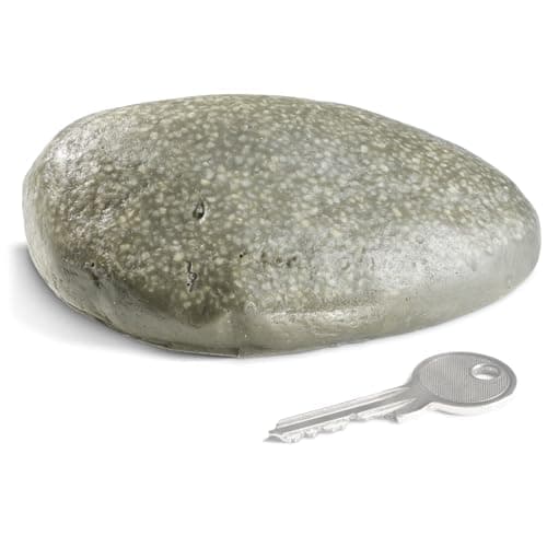 COM-FOUR® Piedra para Llaves "Pebblestone" - Piedra de imitación con Compartimento Secreto - Roca Artificial para geocaching - Escondite de Llaves con Aspecto de Piedra (1 pieza - plana)