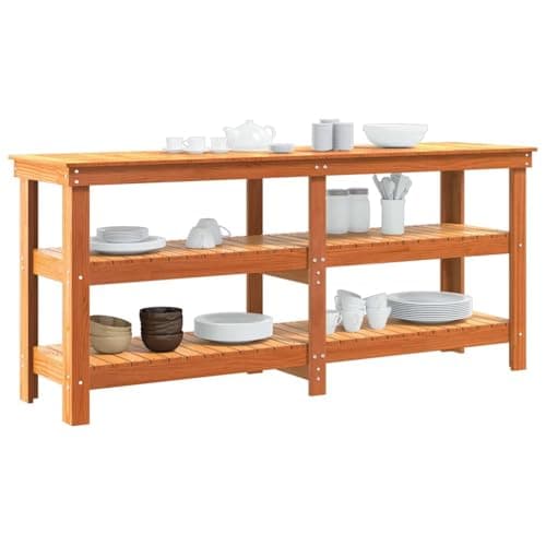 vidaXL Banco de Trabajo con Estante Marrón Cera 181.5 x 50 x 80 cm, Banco de Trabajo de Pino Duradero, Mesa Rectangular para Manualidades, Banco Robusto para proyectos Interiores