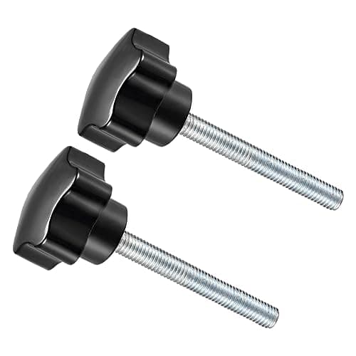 CoCud Estrella Sujeción Perillas, M8 x 50mm Macho Rosca 38,5mm Cabeza, Plástico Mariposa Tornillo Agarre Mano Perillas Roscado Perno Negro - (Aplicaciones: para Torno Maquinaria), 2uds