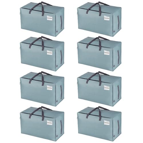 VENO Pack de 8 Bolsa Organizadora Gruesa de Gran Tamaño con Asas Fuertes y Cremalleras para Viajes, Transporte, Universitario, Mudanza, Camping, Embalaje, Esenciales para la Casa(Azure,Pack de 8)