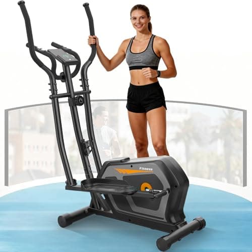 Bicicleta Elíptica,3 en 1 Máquina Elíptica para Casa con 16 Niveles de Resistencia,Monitor LCD, Bluetooth App y Soporte para Dispositivos,Pedal Antideslizante (Naranja Negro)