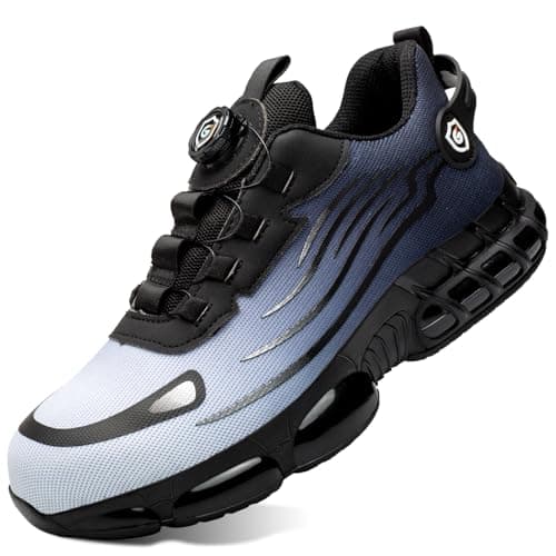 GemChve Zapatos de Seguridad para Hombre Mujer Puntera de Acero Zapatillas Transpirable Ligero Comodo Trabajo Liberación Rápida Calzado de Seguridad Blue 38 EU
