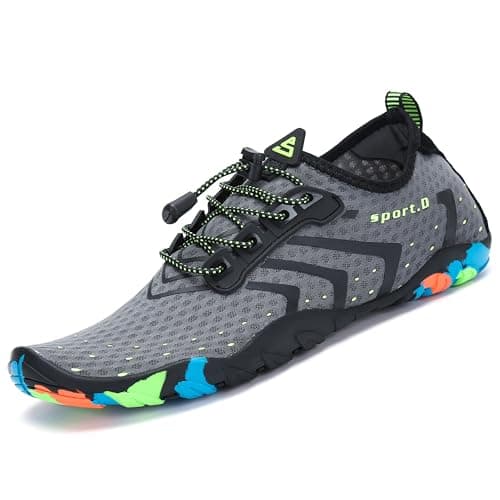SAGUARO Zapatillas de Agua para Hombre Mujer Secado Rápido Escarpines Transpirable Antideslizantes Zapatos de Playa, Corrugado Gris 36