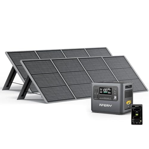 AFERIY Generador Solar 2400 W Con 2 Paneles Solares de 200 W, Estación de Alimentación Portátil de 2048 Wh (Pico de 4800 W), Batería LiFePO4, 220 V-240 V, Panel Solar Plegable Con USB