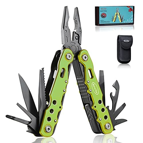 Regalos para hombres Papá Marido Regalos para él Regalos de cumpleaños RoverTac 14 en 1 Multitool Cuchillo Alicates Destornilladores Sierra Abrebotellas Perfecto para Camping Senderismo Reparaciones