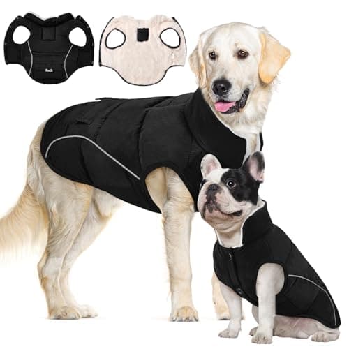 SlowTon Abrigo de Invierno para Perros – Chaqueta para Nieve con Forro Polar Cálido, Franjas Reflectantes y Bolsillos, Chaleco Impermeable para Perros Pequeños y Medianos