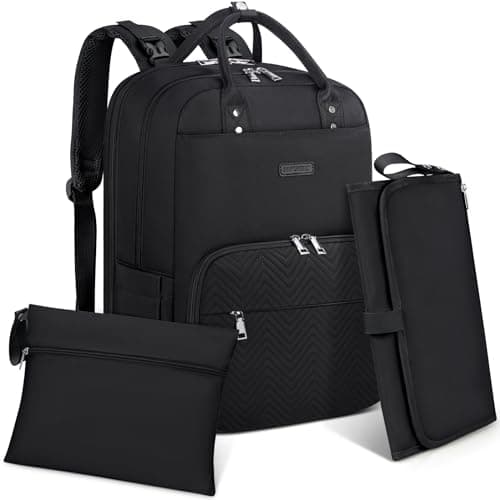 RAINSMORE Mochila Bebe Multifuncional Mochila Carro Bebe Pañaleras para Bebes con Cambiador Portátil y Correas para el Cochecito Grande Mochila Maternidad Negro