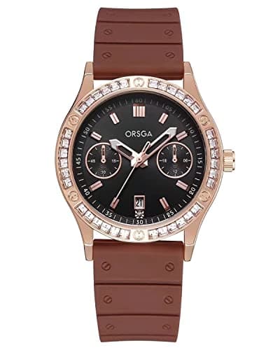 CIVO Reloj Mujer Analogico Minimalistas Impermeable Moda Goma Cuarzo Elegante Clasico Marrón