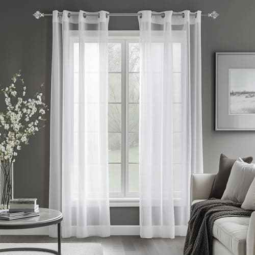 Deconovo Visillos para Cortinas Salón Traslúsidos Blancos Infantiles para Ventanas Dormitorio de Ventana Sheer Voile Gasa 2 Paneles 140 x 245 cm
