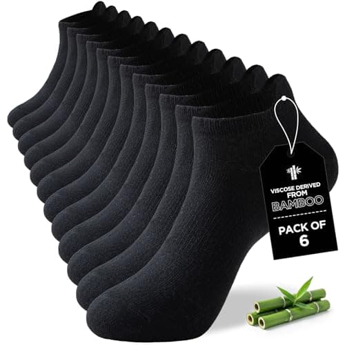 Niorasen Calcetines Tobilleros Hombre de Bambú 43-46, Calcetines Cortos Mujer 37-42, Calcetines Trabajo, Calcetines Transpirables Deporte de Running y Ciclismo, Antiampollas, Extrasuaves, 6 Pares