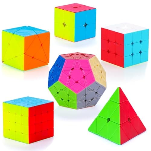 SISYS 6 Pack Speed Cube Set, Rompecabezas Cubo Mágico 2x2x2 3x3x3 4x4x4 Pyraminx Megaminx Skewb Smoothly Stickerless Magic Cubes Puzzle Cube Toy para Niños y Adultos