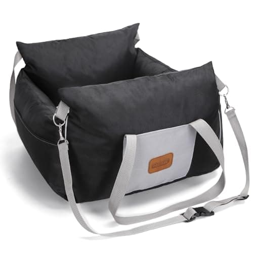 Nobleza Asiento de Coche para Perros Pequeños, Asiento Elevador para Perros con Bolsillos de Almacenamiento y Cojín Reversible, Cama de Viaje para Mascotas de hasta 11 kg, Negro, L58×W56×H33cm