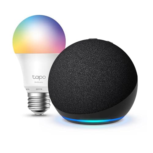 Echo Dot (5.ª generación) | Antracita + Tapo L530EA Bombilla LED Inteligente (E27), Compatible con Alexa - Kit de inicio de Hogar digital