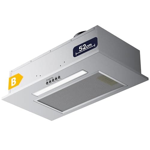 Ciarra CBCS5913D Ancho 52 cm Campana Extractora Encastrable Evacuación al exterior y Recirculación interna por Filtro de Carbono CBCF005 Capacidad 300 m³/h Acero Inoxidable 1X1W Tira Luminosa LED