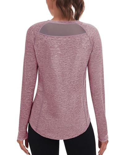 Wayleb Camiseta Deportiva de Manga Larga para Mujer Camisetas de Malla Mujer Ropa Deporte Secado Rápido y Transpirable para Yoga Pilates Fitness Correr