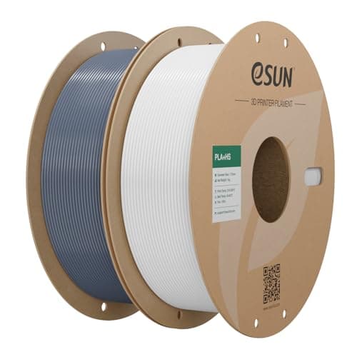 eSUN PLA+ Filamento 1.75mm, Filamento de Alta Velocidad Precisión Dimensional +/- 0.03mm, 1KG por Carrete, 2 Carretes para Impresoras de Alta Velocidad,Blanco Frío y Gris