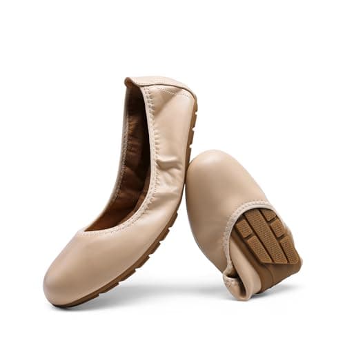 DREAM PAIRS Bailrinas Mujer Zapatos Planos Comoda Casuales Ligero,Size 37,Desnudo,DWUMFA2501