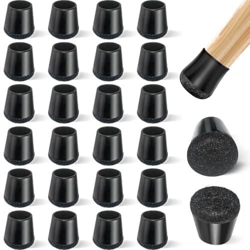 yomanta Protector Patas Sillas Silicona 24PCS，Protector Sillas Patas con Almohadillas de Fieltro,Eliminan el Ruido y los Arañazos，Circular - Extra Pequeño Negro