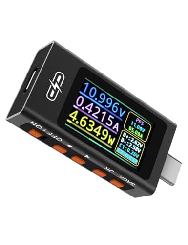 POROMETISTO Multímetro y Comprobador USB C, Voltímetro, Amperímetro y Vatímetro Digital con Detector de Capacidad (3.3V-30V, 12A), Medición Bidireccional, Visualización de Curvas, Prueba de Protocolos