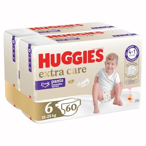 Huggies Pañales de cuidado extra para pantalones, talla 6 (15-25 kg), 60 unidades.