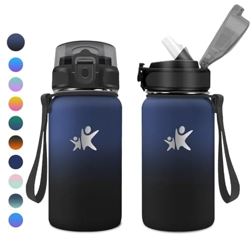 KollyKolla Botella Termica 500ml, Botella Acero Inoxidable con Pajita, Fácil de Abrir, Botella Agua Termica Reutilizable, sin BPA, Cantimplora Termica para Escuela, Adultos, Preescolar, Guardería