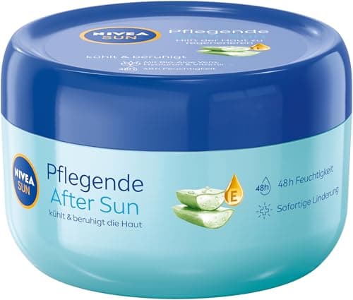 NIVEA SUN After Sun Bálsamo Nutritivo, Loción Refrescante Después del Baño de Sol, Bálsamo Calmante con Aloe Vera Orgánico e Hialurónico para Hidratación de 48 Horas (300 ml)