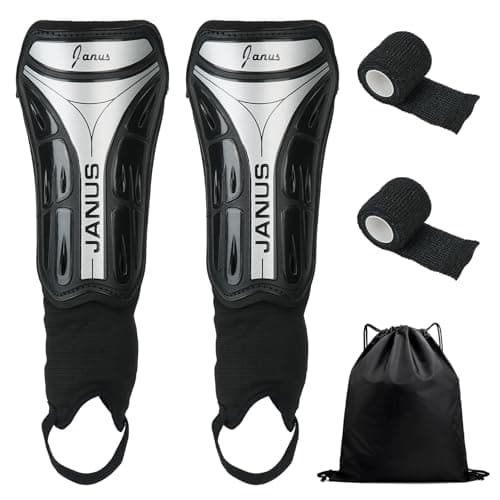 CxutSa 1 Pares Espinilleras de Fútbol Negro 9x20cm Espinilleras Infantiles de Fútbol con Protección para el Tobillo y Correas Ajustables