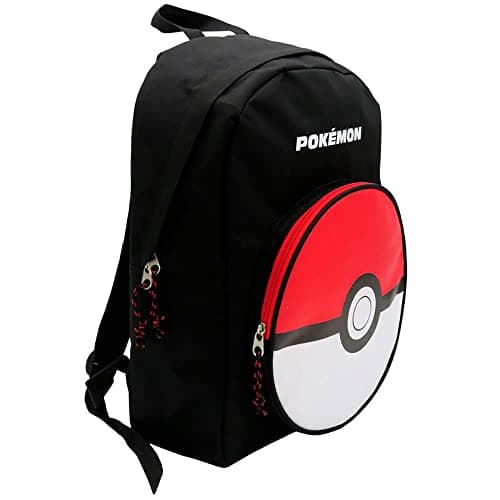 Pokémon - Mochila Juvenil, Diseño Pokeball, Adaptable a Trolley, Accesorio Escolar, Color Rojo y Negor (CyP Brands)