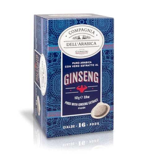 Caffè Corsini - Café Espresso con Ginseng en Monodosis ESE 44mm, Mezcla Tostada con Extracto de Ginseng, Suave y Energizante, 96 Cápsulas Blandas