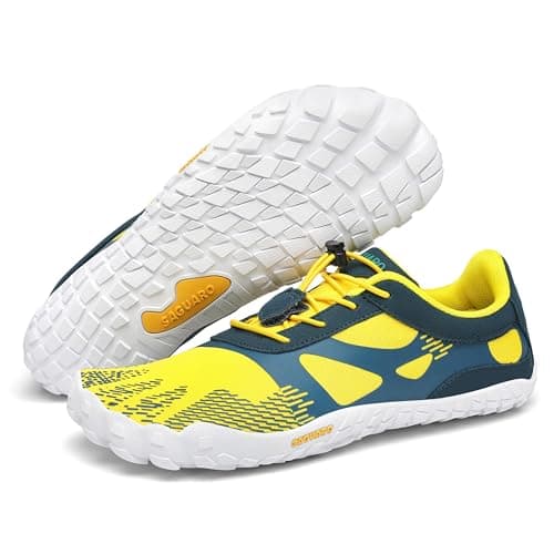 SAGUARO Zapatilla Minimalista Hombre Zapatillas de Trail Running Mujer Zapato Descalzo Amarillo Gr.37