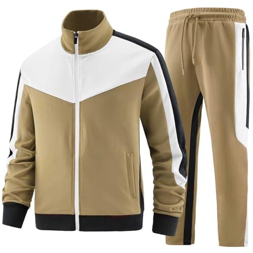 ANOTWENER - Conjunto de chándales para hombre, conjunto de entrenamiento, chándal casual, segunda pieza, traje deportivo de manga larga, cremallera completa, traje de casa, S
