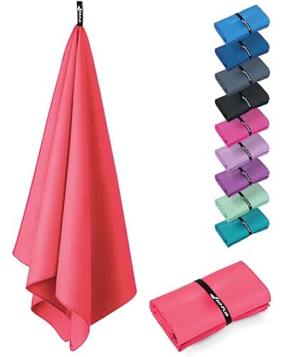 Fit-Flip Toalla Microfibra Gimnasio - compacta, Ultraligera y de Secado rápido – Toallas para Gym, Piscina, Viaje, Natacion y Playa Grande (1x 30x50cm Rojo Coral)