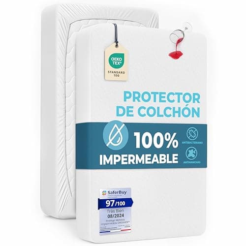 Dreamzie Protector Colchon 90 x 190 Impermeable para Niños – Protector Colchon 90x190 Suave e Hipoalergénica – Transpirable – Certificado Oeko-Tex