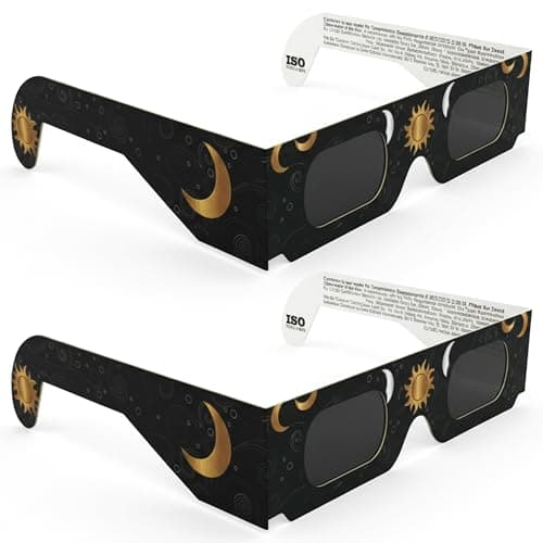 VOLTNGO Gafas para Eclipse Solar Pack de 2 – Gafas Certificadas ISO 12312-2 y CE para Ver el Sol de Forma Segura – Eclipse Total del 12 de Agosto de 2026 (Total en Portugal, Parcial en Reino Unido, Fr