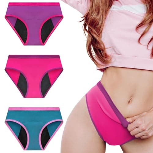 MOOPRA Bragas Menstruales Niñas en Fibra de Bambú | Absorción en Nido de Abeja, Transpirables, Antibacterianas | Ecológicas y Reutilizables | Niñas y Adolescentes | Incontinencia Leve (Pack de 3)