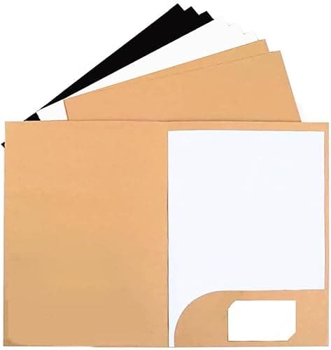 CHSG 9 carpetas de archivos A4 de papel kraft para proyectos de negocios, carpeta de cartón kraft con bolsillos para ranuras para tarjetas, carpetas de corte cuadrado con ranuras para tarjetas, para
