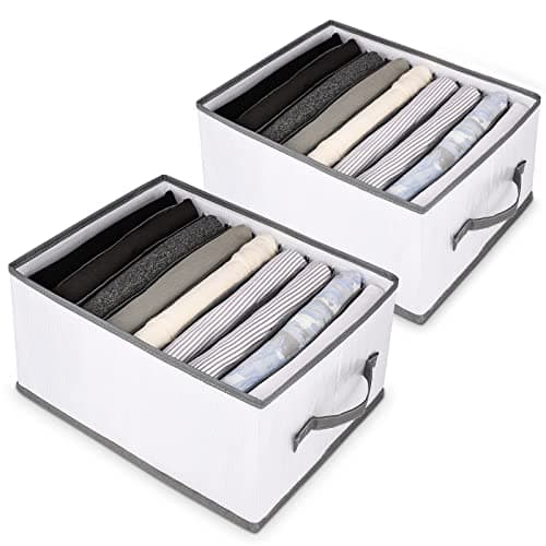 sprecenk Organizador Armario Ropa, 9 Rejillas Cajas Organizadoras Armarios, 2 Piezas Plegable Separador Cajones Organizador Para Camisetas, Pantalones Cortos, Faldas, Gris Claro