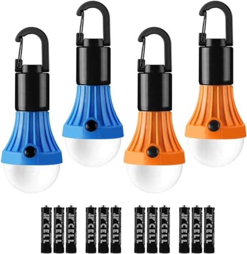 Lepro Linterna de Camping, Luz de Camping con batería, Farol LED portátil para Tienda, Resistente al Agua, 3 Modos de iluminación para Acampar, Senderismo, Cortes de Energía, Batería Incluida, 4 pcs