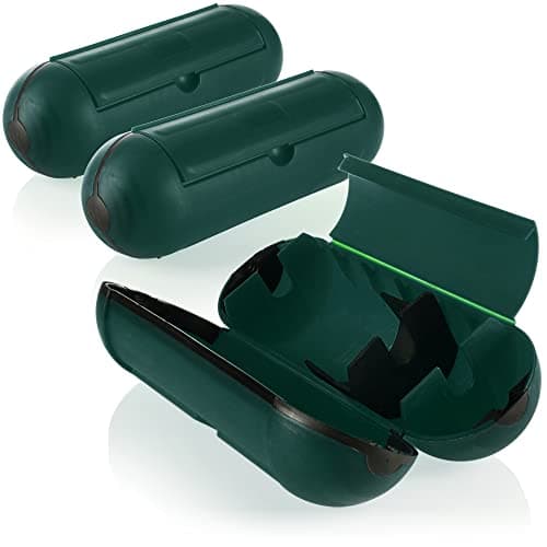 COM-FOUR® 3X Caja Protectora para conexión de Enchufe, Caja Protectora para Uso Interior y Exterior, cápsula Protectora para Cable de extensión, Seguridad para Enchufe y Toma Schuko (Verde)