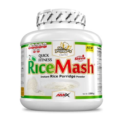 AMIX - Suplemento Alimenticio - RiceMash en Formato de 1,5 kilos - Gran Aporte Nutritivo y Saciante - Contenido Rico en Carbohidratos - Sabor a Fresa-Yogur