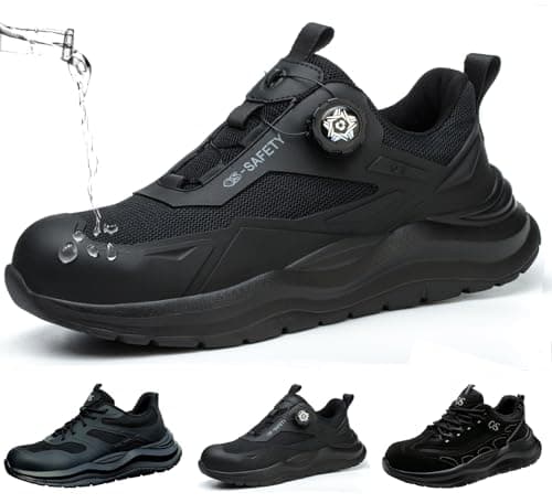 ZEPYFXIT Zapatos de Seguridad Hombre y Mujer Cómodos y Ligeros para Invierno Botas de Trabajo Impermeables con Punta Acero Antideslizante Zapatillas Seguridad Color Negro Talla 41 EU