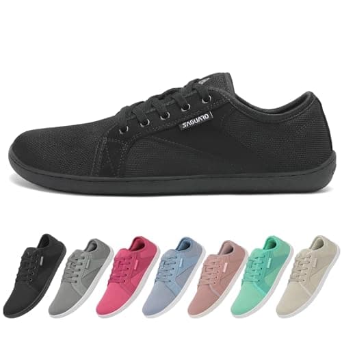 SAGUARO Zapatillas Barefoot Hombre Mujer Calzado Minimalistas Transpirable y Antideslizante Zapatos Descalzos Casuales Zapatillas de Trail para Caminar Gimnasio, Luck Ⅰ, Negro, 36 EU